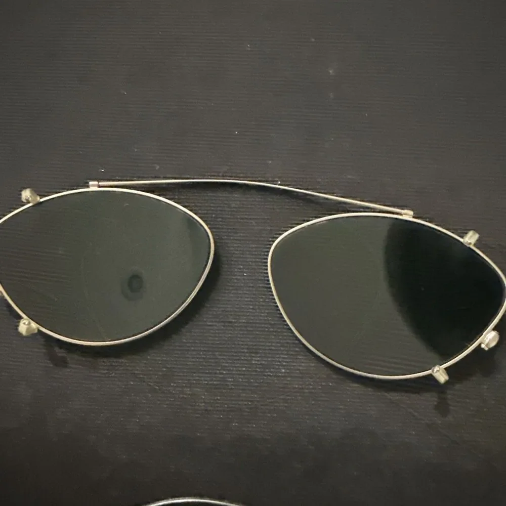 Lot of 2 Vintage Clip On Wire Sun Glasses Green Tint
